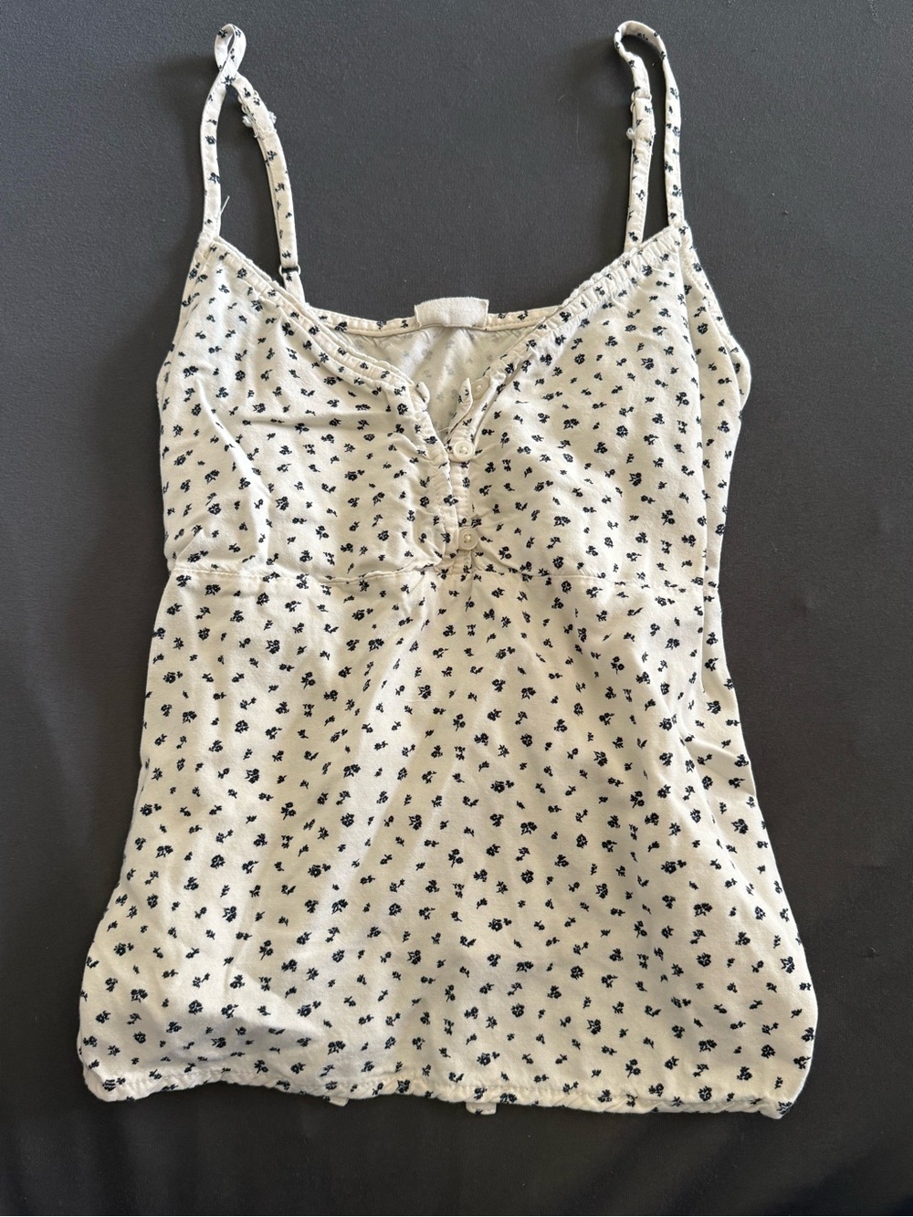 Brandy Melville J. Galt Floral Tie Back Cami Tank Cream Black One Size